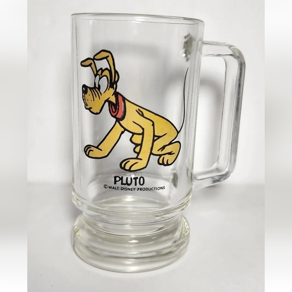 Vintage PLUTO Dog Walt Disney Productions Glass Mug 12 Ounce w Handle EUC Mickey - Picture 2 of 6